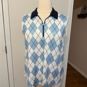 Jofit Light Blue and White Performance Polo Top